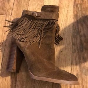 Brown suede  fringe booties